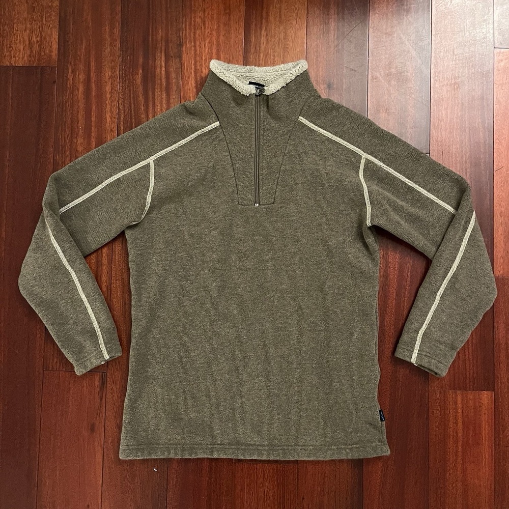 Kuhl Sweater Mens Medium Brown Alfpaca Quarter Zip Fleece Lined Pullover Hiking